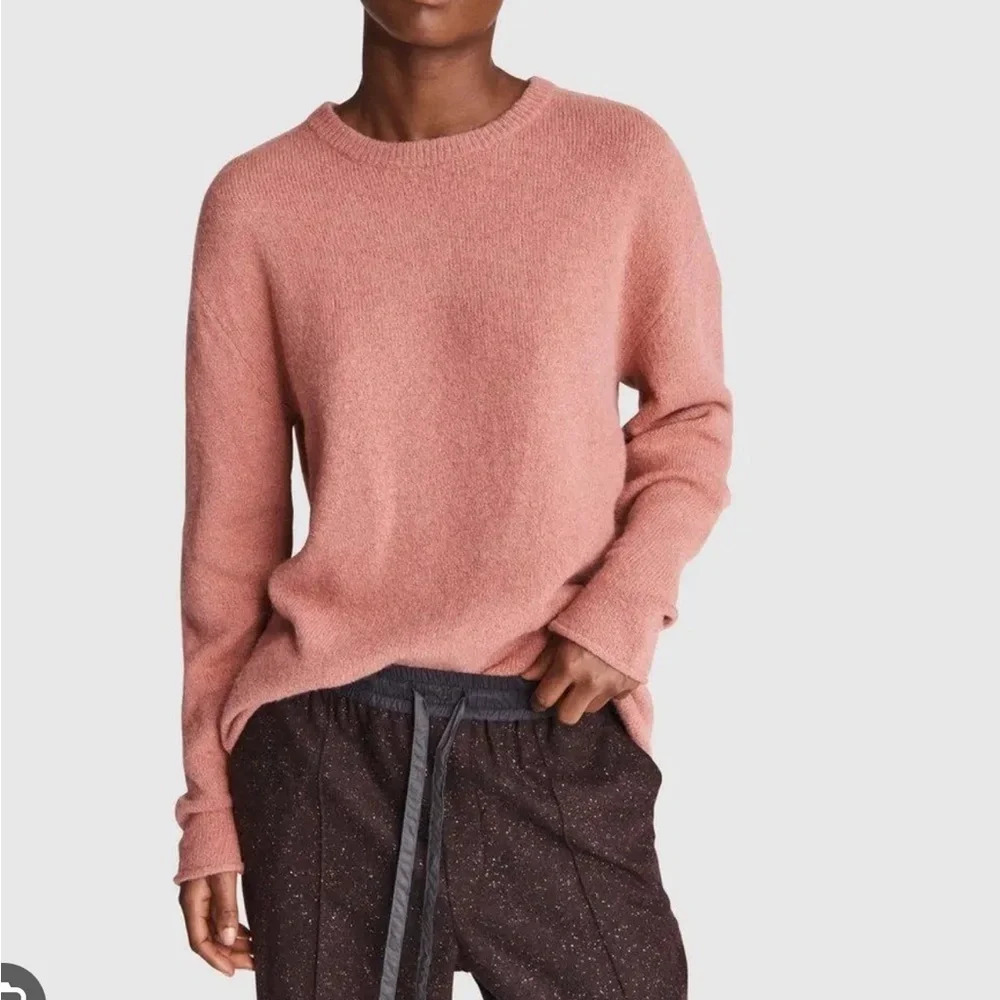 Rag & Bone Alpaca Wool Elsa Crew Sweater Mauve Small Relaxed Cozy Chic Neutral - Picture 7 of 9